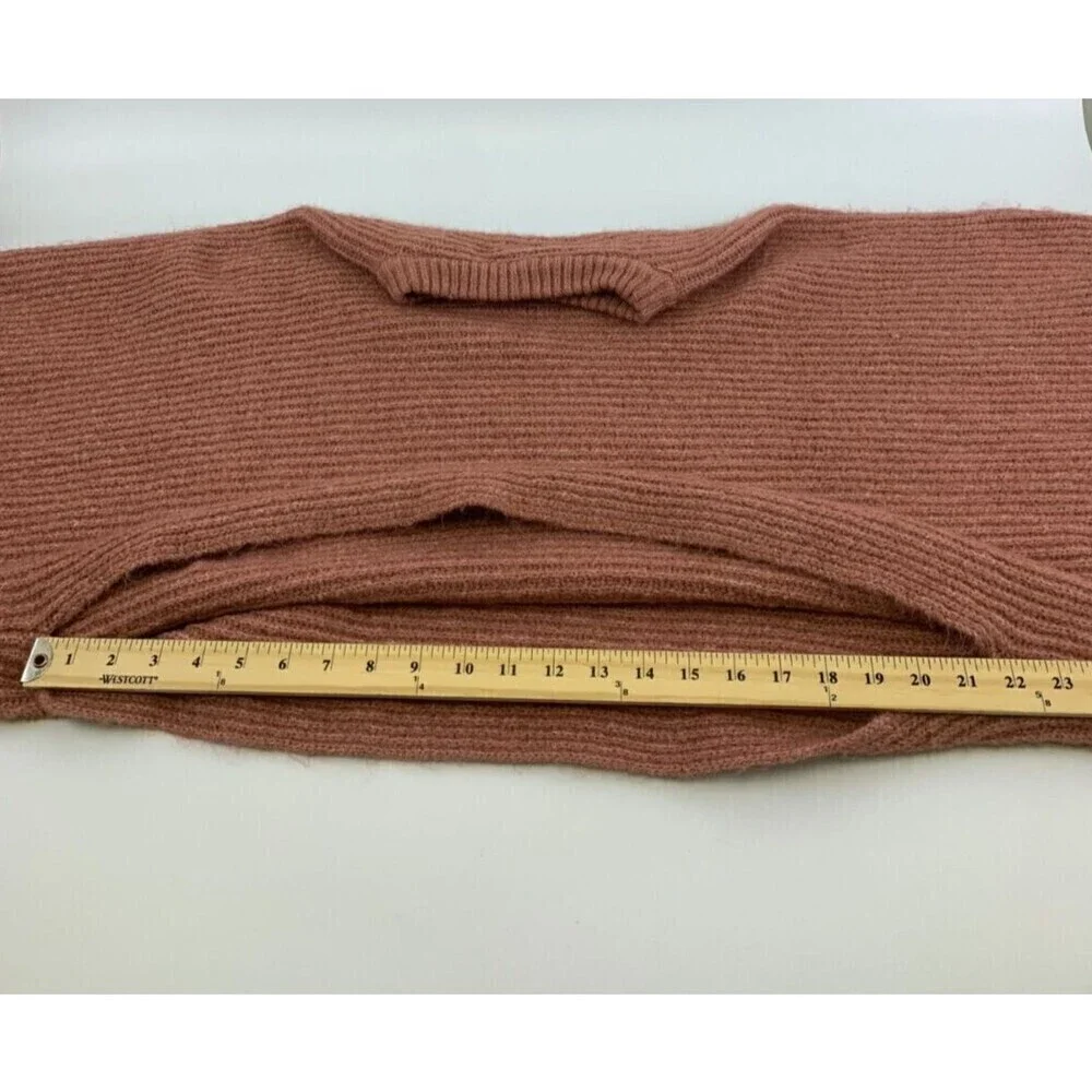 Coco And Carmen Cropped Sweater Poncho Dusty Pink Pullover Ribbed Crew One Size‎